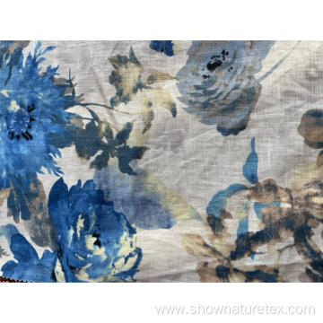 100% linen print fabric